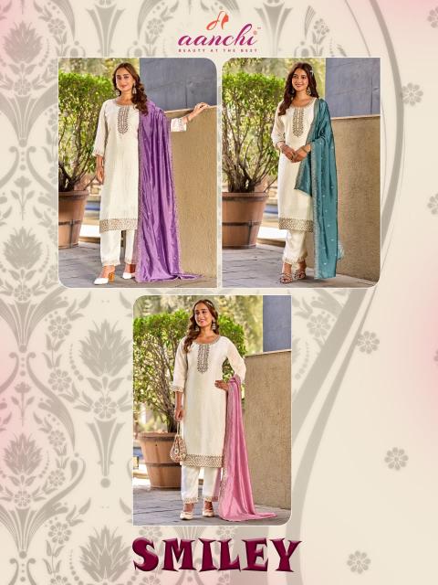 Aanchi smiley 3pcs kurtis wholesale